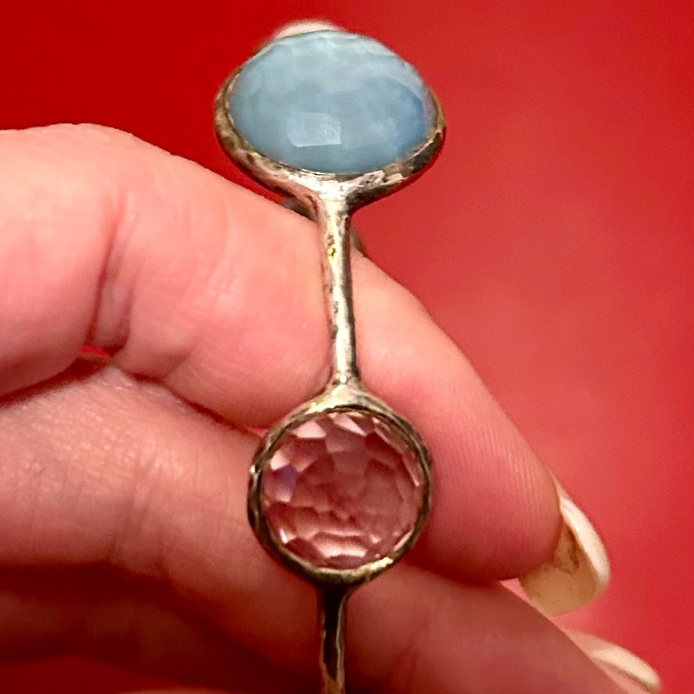 Mother of Pearl & Quartz Lollipop wonderland 6-Stone Bangle large stone *RARE* - Picture 10 of 13